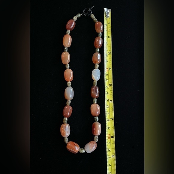 Artisan Chunky Genuine Carnelian and Labradorite Necklace and Earing Set - Picture 7 of 8